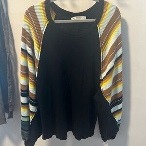 We the Free by Free People Rainbow Volume Sleeve Top Shirt sz Medium